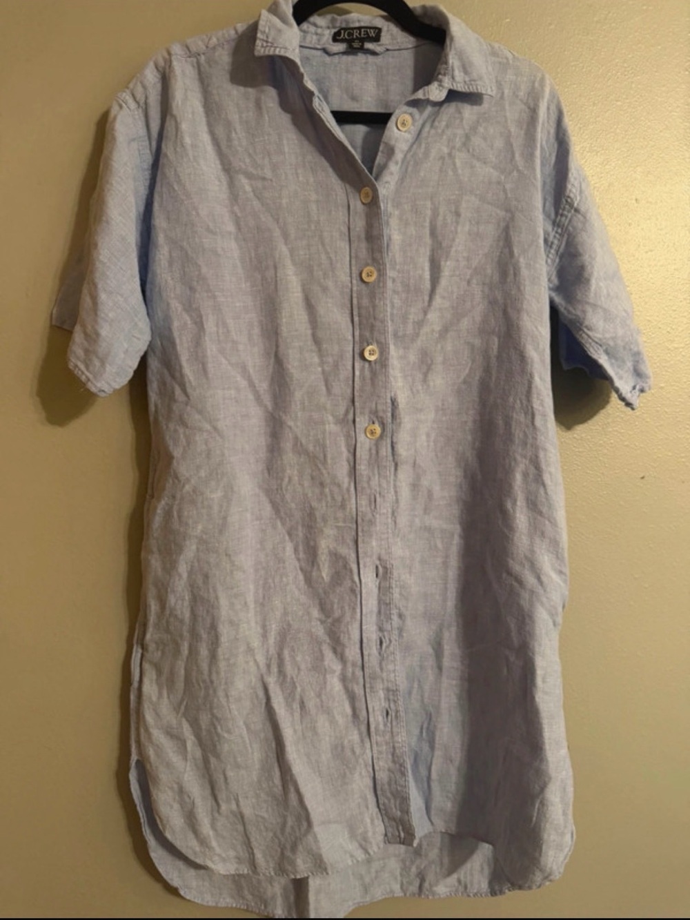 J. Crew Light Blue Short-Sleeve Linen Button-Down Shirt